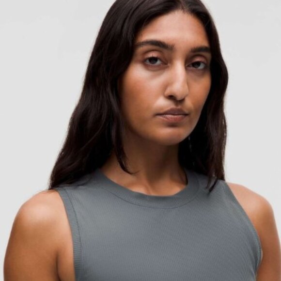 NWT Lululemon All Aligned Ribbed Midi Dress (Color: Oil Grey) - Picture 3 of 7